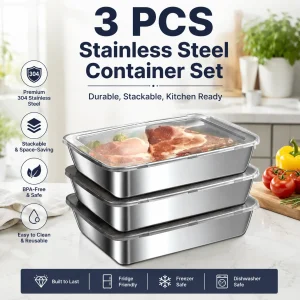 Stainless Steel Containers with Lids